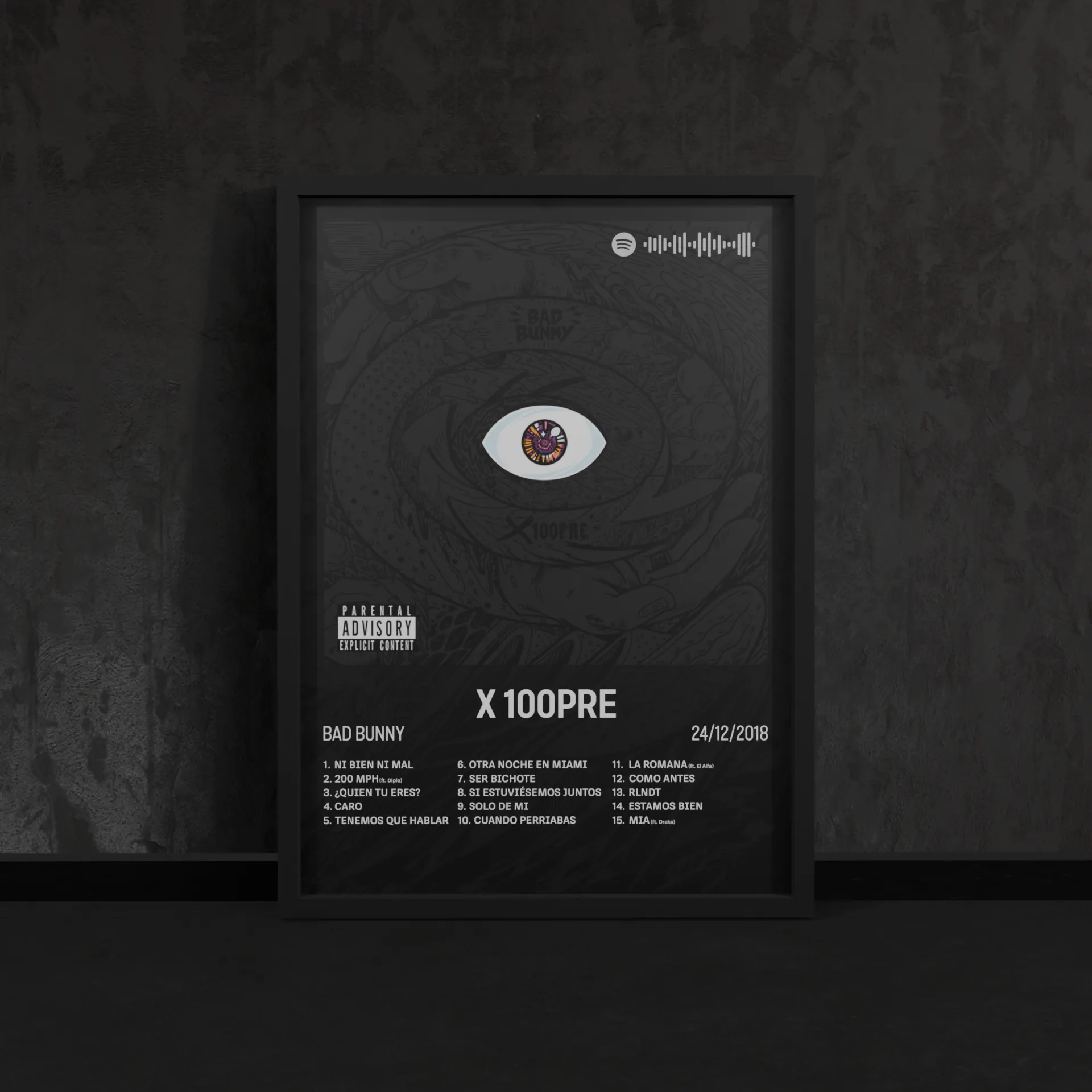 Portada del póster X100PRE de Bad Bunny